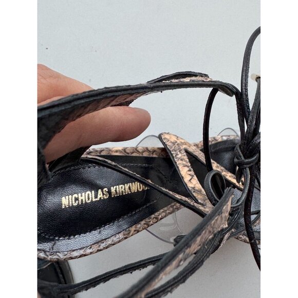 NICHOLAS KIRKWOOD Serafin Snake Leather Lace Up Strappy Cage Sandals, Size 36.5 - Picture 3 of 14